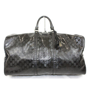 GUCCI GG Imprime Boston Carry On Duffel Shoulder Bag Black